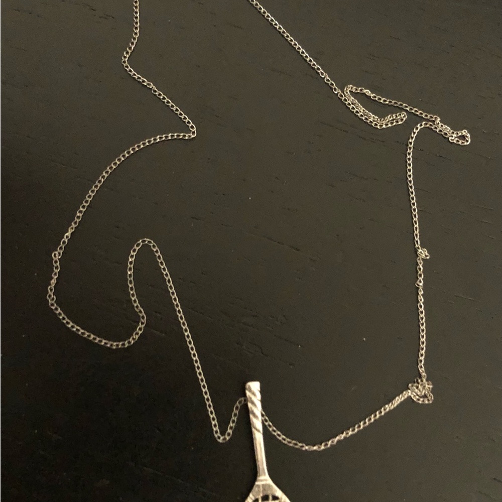 Silver Tennis Racket Pendant Necklace - Women Accessories